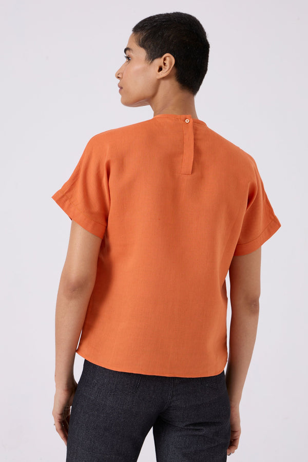 Pam Orange Linen Top | Relove