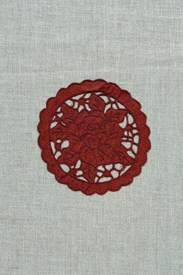 Maroon Cutwork Corduroy Coasters - Set of 2