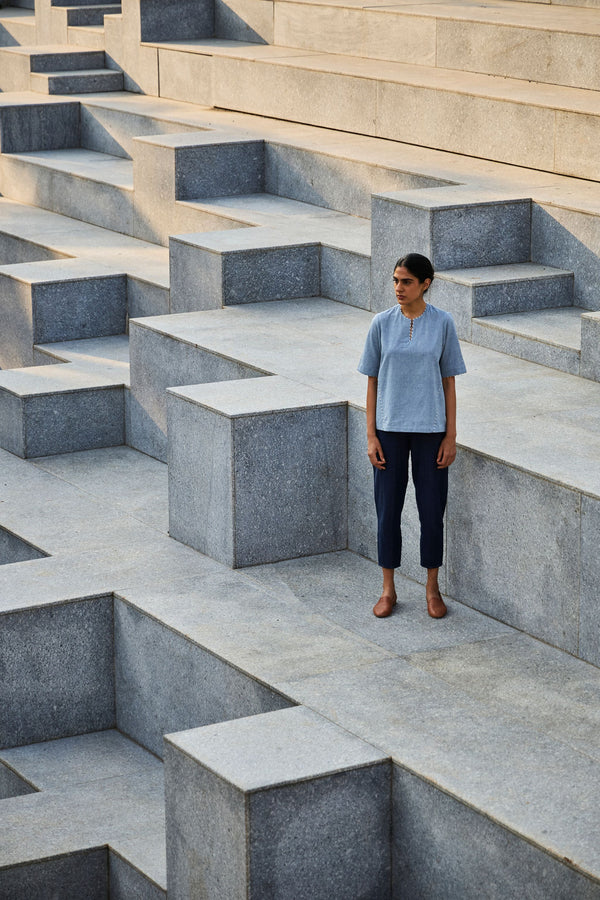 Polina Handwoven Blue Top