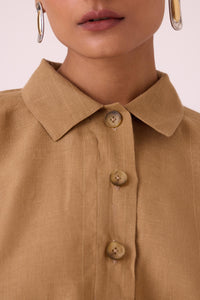 Liberty Tan Linen Cape Top